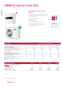 Pompa de caldura Ariston Nimbus Hybrid S Net R32 - fisa tehnica