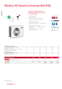 Pompa de caldura Ariston Nimbus M Hybrid Universal Net R32 - fisa tehnica