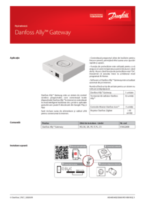 Danfoss Ally™ Gateway -  sistem de control wireless pentru termostate - fisa tehnica