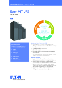 Noul UPS Eaton 93T - fisa tehnica