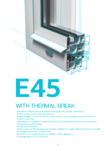 Sistem profile aluminiu cu bariera termica E45 - fisa tehnica