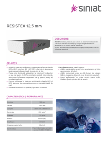 Placa din gips-carton Resistex 12.5 - fisa tehnica