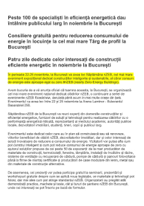 Comunicat: Saptamana nZEB Bucuresti: 22-25 Noiembrie 2023 - prezentare generala