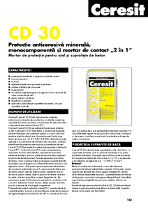 Ceresit CD 30 - Protectie anticoroziva minerala, monocomponenta si mortar de contact "2 in 1" - fisa tehnica