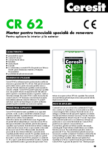Ceresit CR 62 - Tencuiala minerala de asanare - fisa tehnica