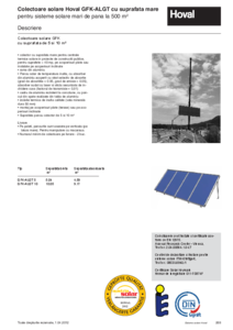 Colectoare solare Hoval GFK-ALGT cu suprafata mare - fisa tehnica
