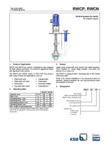 Pompa verticala cu coloana KSB ITUR seriile RWCP / RWCN pentru rezervoare - fisa tehnica