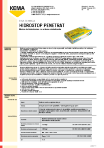 Hidroizolatie pe baza de ciment Hidrostop Penetrat - fisa tehnica