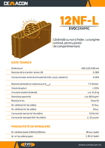 Caramida cu nut si feder EVOCERAMIC 12 NF‑L de la CEMACON - prezentare generala