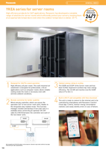 Aparat de aer conditionat Panasonic YKEA pentru camere de servere, -25℃ (R32)<br>(General Catalogue 2024/2025, pag. 182-183) - fisa tehnica