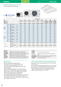 Aparat de aer conditionat de tavan Panasonic PACi NX Series Elite pentru racire comerciala, PT3 (R32)<br>(General Catalogue 2024/2025, pag. 570) - fisa tehnica