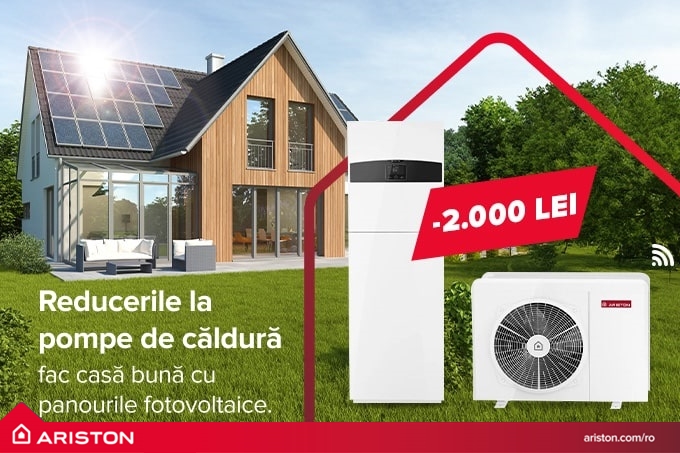 Reducerile Ariston la pompe de caldura fac casa buna cu panourile fotovoltaice