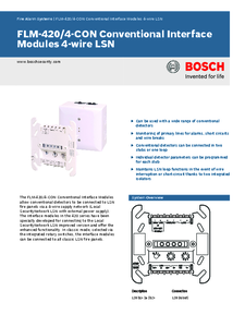 Modul Bosch de interfata conventionala LSN, cu 4 cabluri FLM-420/4-CON - prezentare detaliata