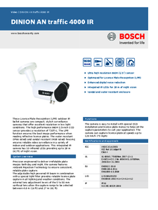 Camera de supraveghere analogica Bosch DINION AN traffic 4000 IR - prezentare detaliata