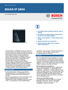 Recorder video seria Bosch DIVAR IP 2000 - prezentare detaliata