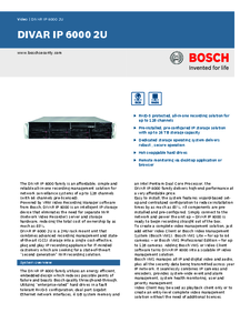 Recorder video seria Bosch DIVAR IP 6000 2U - prezentare detaliata