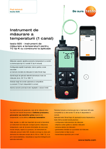 Instrument de masurare a temperaturii pentru TC Tip K testo 925 - fisa tehnica