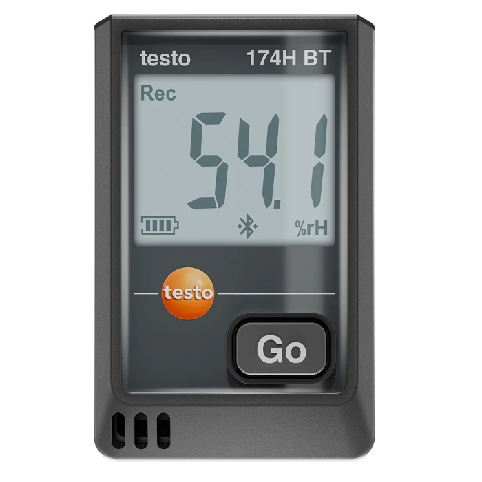 Mini inregistrator de date pentru temperatura si umiditate testo 174 H BT cu Bluetooth® si conexiune la aplicatie